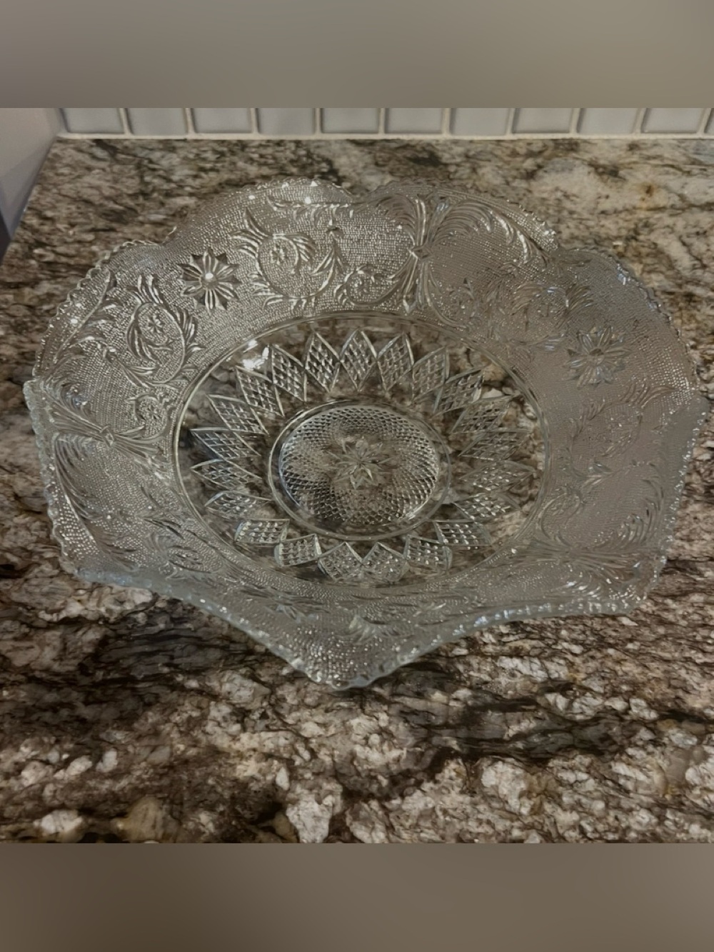 Vtg 12" Duncan Miller Sandwich Glass Centerpiece Bowl